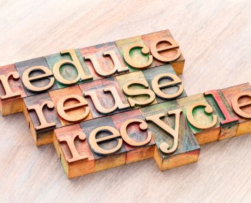 reduce, reuse and recycle (3R concept) - word abstract in wooden letterpress type blocks, resource conservation